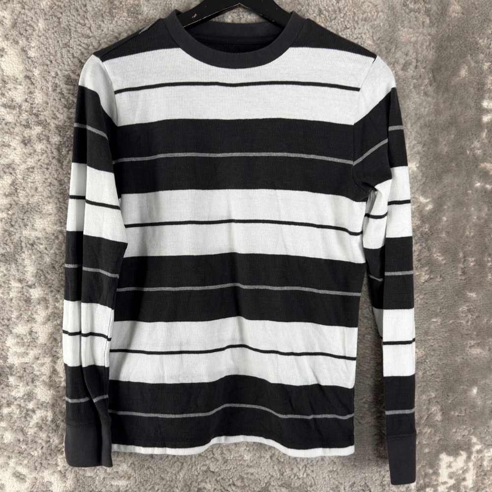Urban Pipeline Size L Striped Thermal Shirt Black White Long Sleeve Boys